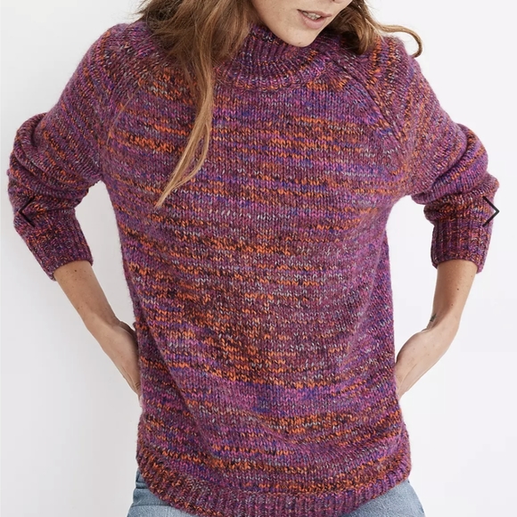 Madewell Women Multicolored Zip Turtleneck Sweater - Picture 3 of 15